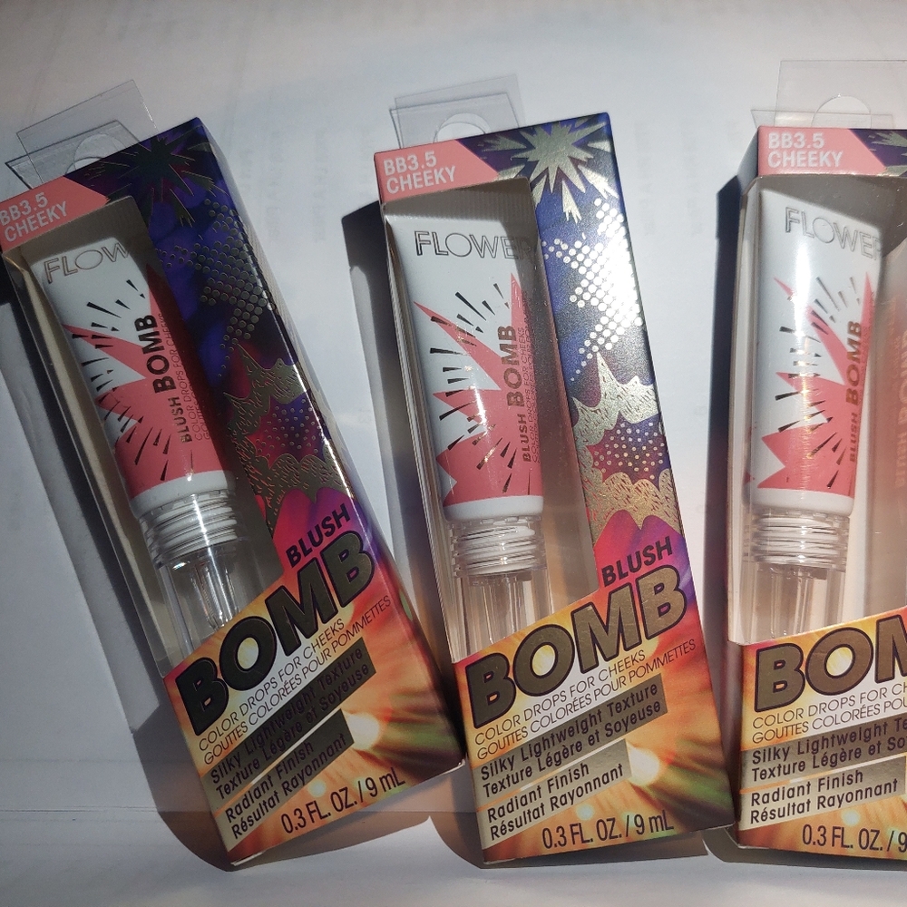 NEW 3pc FLOWER Blush Bomb "Cheeky" Set Dew Barrymore Discontinued Cosmetics